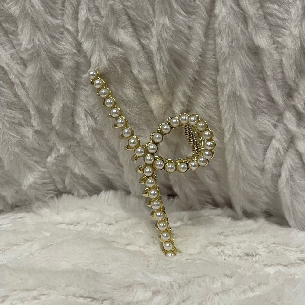 Gold Pearl Metal Claw Clip